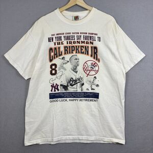 Vintage Rare 2001 Farewell To Cal Ripken Jr. Yankees MLB AL Champs Size XL Shirt
